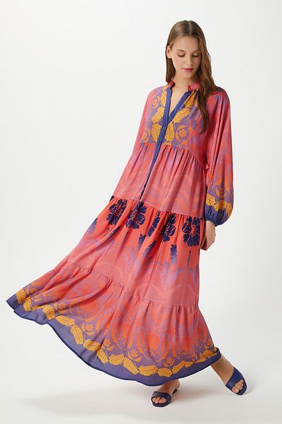 Ritnice Modest Women's Clara Pink 100% Viscose Maxi Length Long Dress