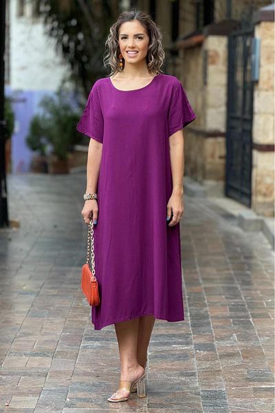 Nevin Kaya Moda Βαμβακερό φόρεμα Violet Pearl