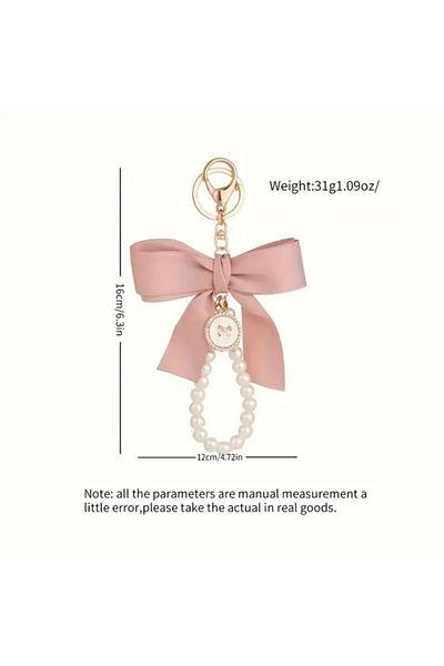 Accessories Vanilla Avenue Elegant Women's Keychain Accessory with Pearl Green Ribbon Detail