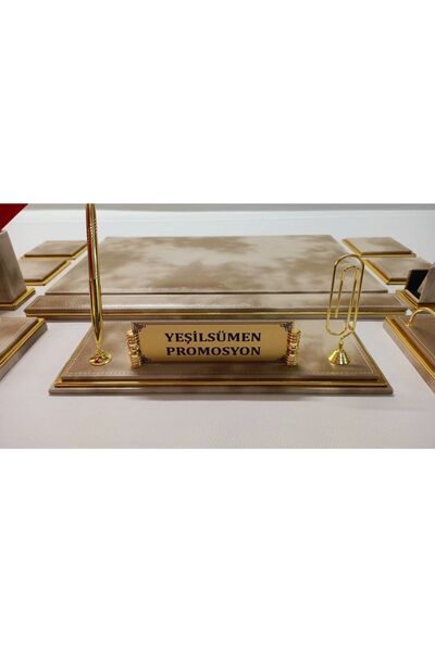 Yeşilsümen Bulut Krem Ve Gold Kişiye Özel Isimlikli Lüx Sümen Ve Makam Takımı
