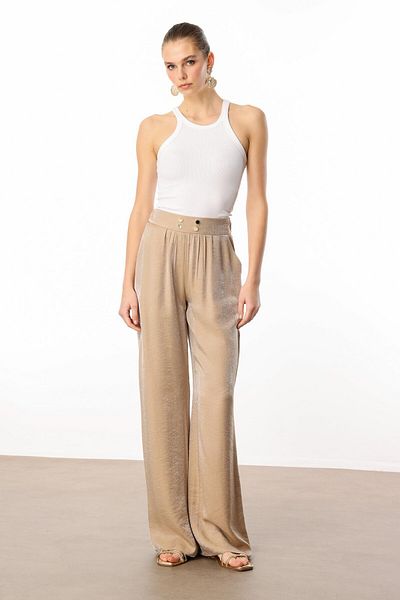 Moda İlgi Modailgi Belt Elastic Waist Drawstring Fastening Troc Detailed Side Pocket Trousers - 10047 Camel
