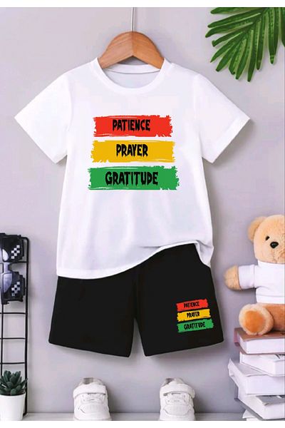 UBEYDE Crew Neck Boys' and Girls' Set Cotton T-Shirts and Shorts, Summer Comfort Set