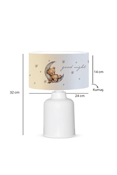 HOMİNG Fabric Printed Sleeping Bear Patterned Children's Room Lampshade Ayd-3051
