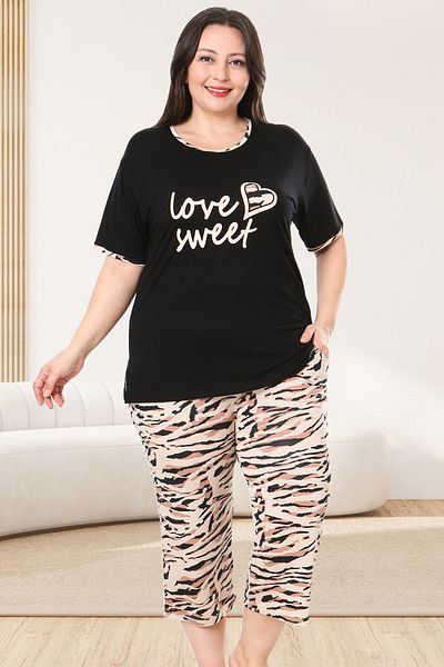 Bella Linda Large Size Viscose Bermuda Women's Pajama Set