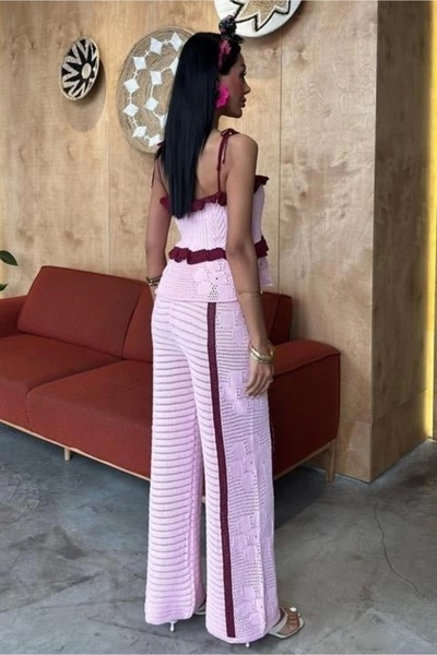 Lijuri Strappy Blouse Trousers Knitwear Suit 10114