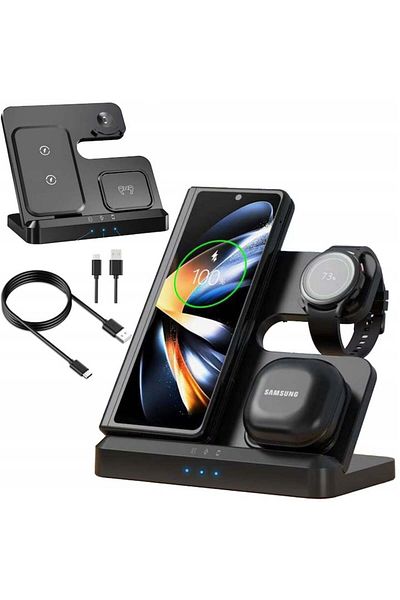 varioshop Statie de Incarcare 3 in 1 Fast Charge VarioShop® pentru Smartphone, Casti si Ceas Inteligent
