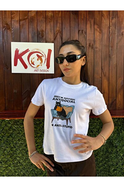 Butik أنا لست تي شيرت نسائي مضاد للمجتمع