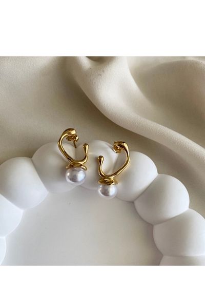 gaila design Steel Pearl Design Earrings