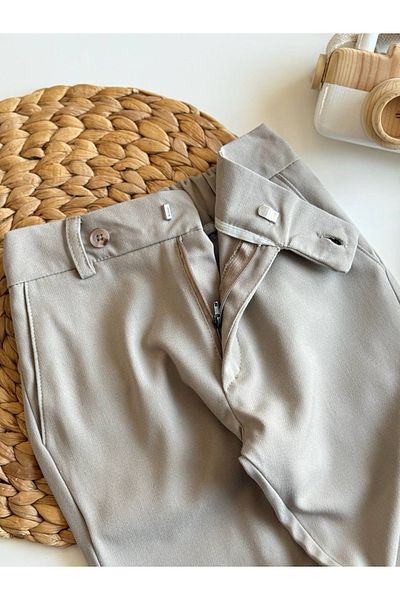 Sipsirin Children's Woven Jogger Pants with Waist Belt Detail - Cream / Khaki / Black (3-10 Years)