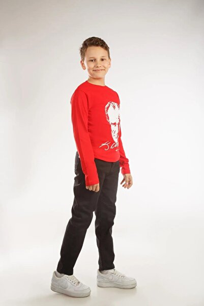 Çocuksan Baby&Kids Wear Unisex Children's Long Sleeve Atatürk Printed 23 April 29 October 10 November Performance Costume T-shirt