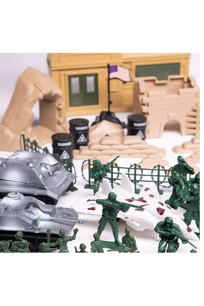 varioshop Set baza militara VarioShop®, 300 piese din plastic, geanta de depozitare cu fermoar inclusa, solda