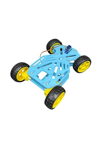 SANEC Arduino Uyumlu Ön Tekerleri Dönebilen 4WD Robot Araba Platform Kiti Seti Monte