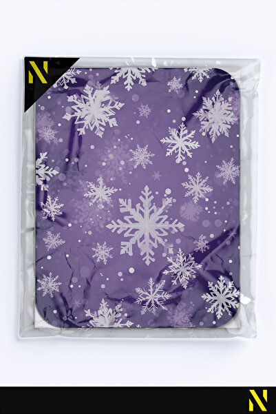 nilizma Ергономична подложка за мишка с мотив на лилави снежинки - 22 cm X 18 cm - подложка за мишка с неплъзгаща се основа