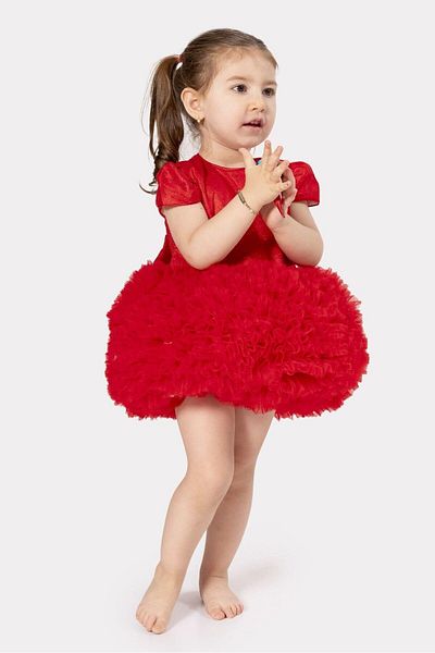 2kids2mom Satin Tutu Dress (Red) (1 -5 Years)