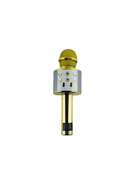 MACVI Microfon Karaoke Macvi® DS878, Metalic, Sunet de Calitate, Redare Card Memorie, Galben