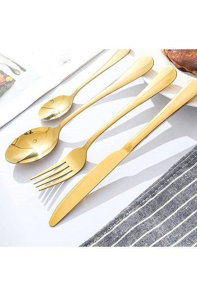 Sunhome 24-Piece Gold Stainless Steel Flatware Set