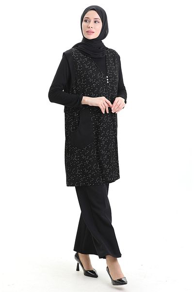 sefamerve سترة جاكار بأزرار 994727F-01 أسود