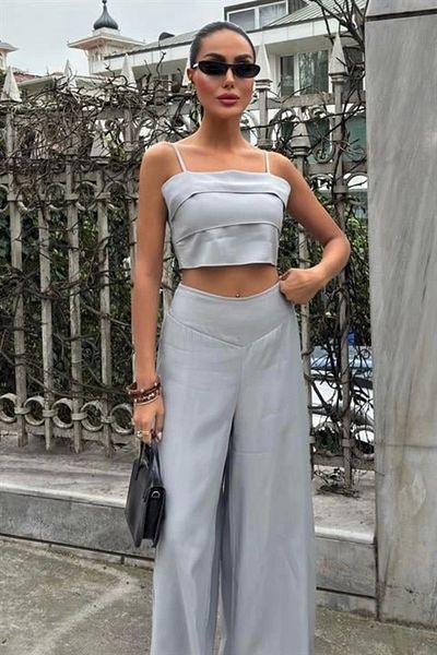 Silerra Crop Plazzo Trousers Set 10155-08