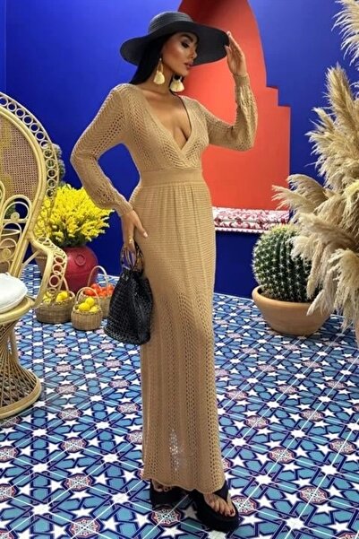 Genel Markalar Derin Yaka Triko Elbise 2856