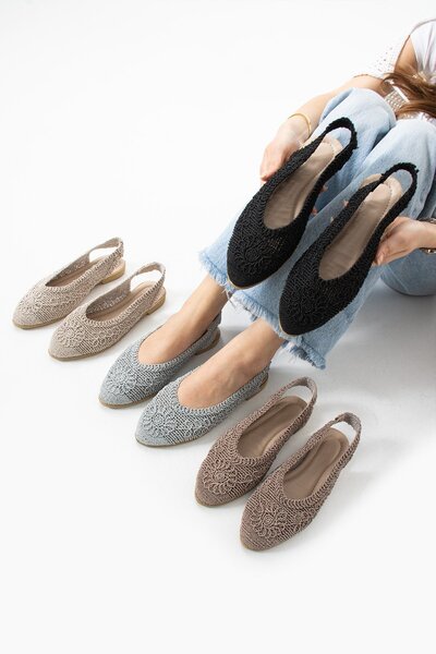 Slipcat Thin Heel Thread Knitted Embroidered Women's Sandals