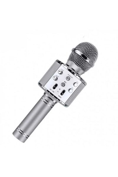 MACVI Microfon Karaoke cu Bluetooth Macvi® si Boxa Incorporata, Argintiu