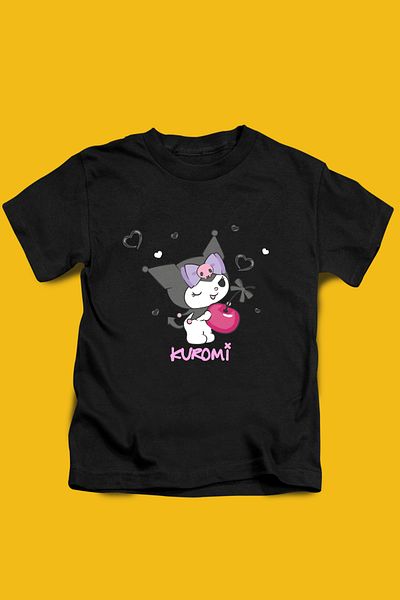 Store Kuromi Pattern Printed Children's Black and White Tshirt