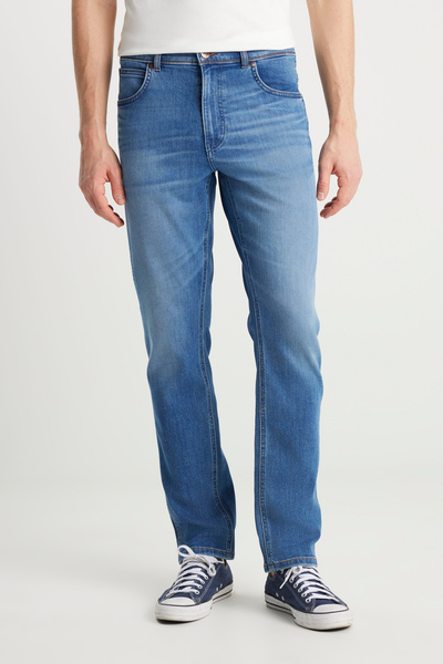 WRANGLER Техаські прямі джинси з прямою посадкою, прямими штанинами та темно-синім кольором, виготовлені з еластичної бавовняної тканини.