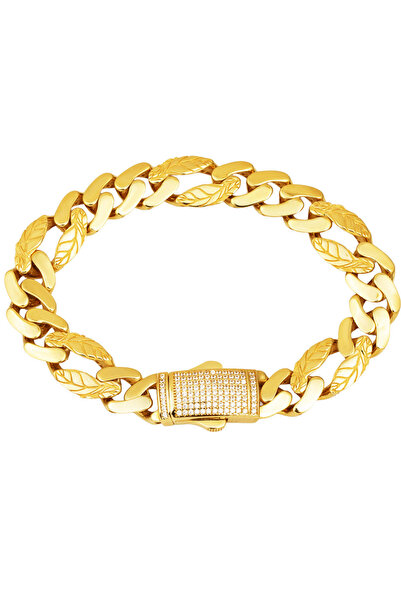 Bilezikci Yaprak Modelli 14 Ayar Altın Gurmet Bileklik