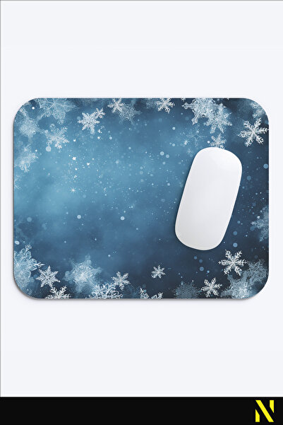 nilizma Ергономична подложка за мишка с мотив на снежинки в тъмносин цвят - 22 cm X 18 cm - подложка за мишка с неплъзгаща се основа