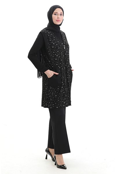 sefamerve سترة جاكار بأزرار 994727H-01 أسود
