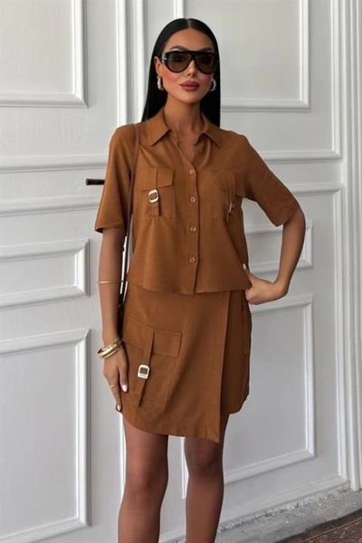 Lijuri Shirt Shorts Skirt Viscon Linen Suit 10162