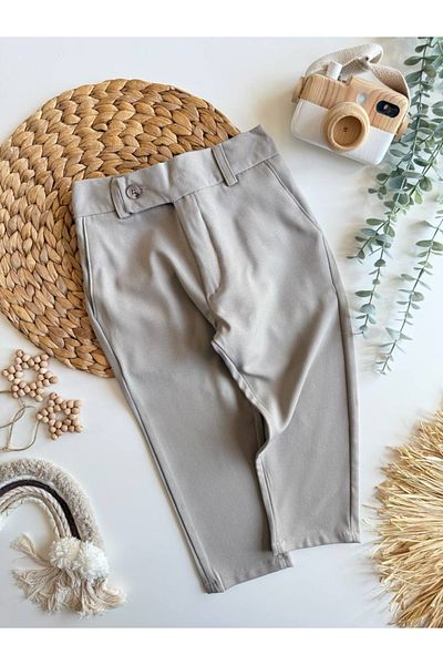 Sipsirin Children's Woven Jogger Pants with Waist Belt Detail - Cream / Khaki / Black (3-10 Years)