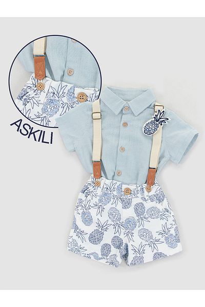 Midimod 3-teiliges Set für Babys, Jungen, Festtag, Hemd, Shorts, Hosenträger