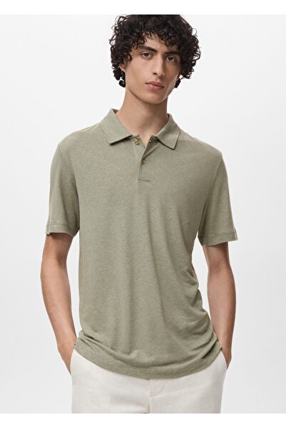 MANGO Man Schmal geschnittenes Leinen-Poloshirt