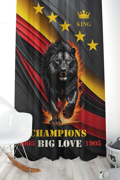 Bertille Home Children's and Baby's Room Yellow Red Fan Football Series Background Curtain Single Wing (Child Room Curtain)