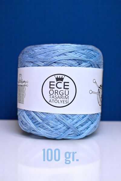 Ece Örgü Tasarım Atölyesi Κορυφαίας ποιότητας, 4 στρώσεις, γαλάζιο, πολύ γυαλιστερό, λείο, μετάξι μουριάς, πλεκτό σχοινί χειρός από μείγμα μερίνο