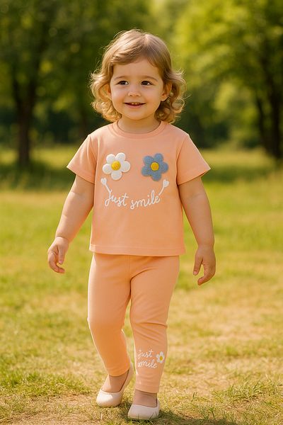 TRENDİMİZBİR Σετ σορτς για κορίτσια Daisy Embroidered