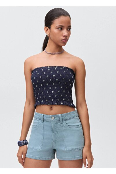 Mango Teen Düz kesim denim şort