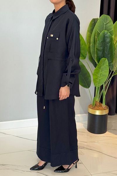 Missemramiss Linen Linen Set 4789 Navy Blue