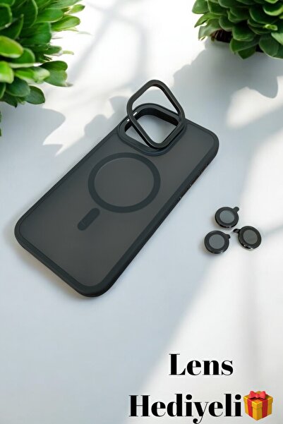 ProNorth IPhone 14 PRO Uyumlu Kılıf Lens Hediyeli Kablosuz Şarj Destekli Stan...