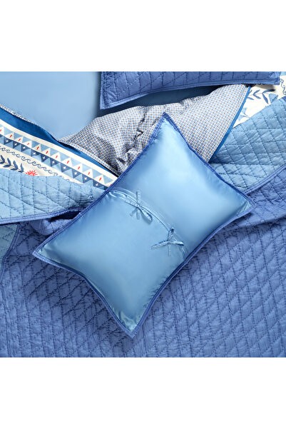 Zsa Zsa Zsu Okhla Çift Kişilik İpek Yatak Örtüsü Seti 240x260 Cm Mavi