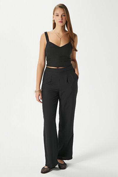 Ritnice Дамски панталон тип палацо с еластична талия Cupra Cool Texture, черен