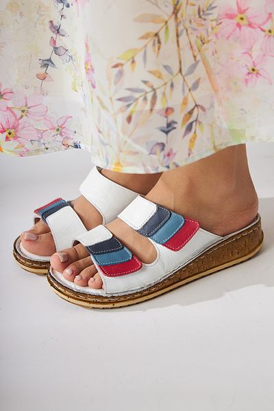 Limoya Papuci de damă Kassid White Comfort din piele naturală