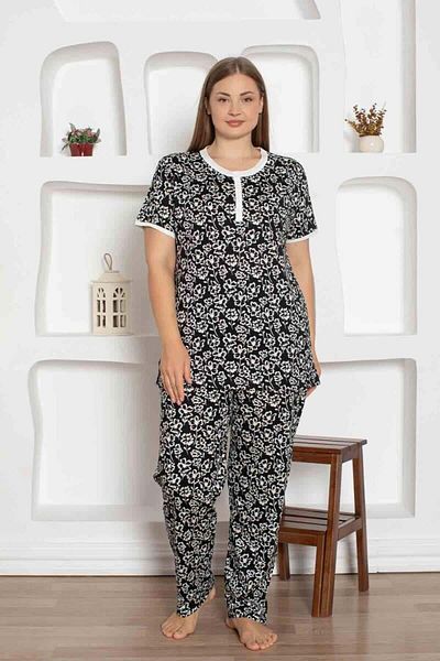 ALİMER Σετ Πιτζάμες Μαύρο Floral Patterned Large Size 2794kyb