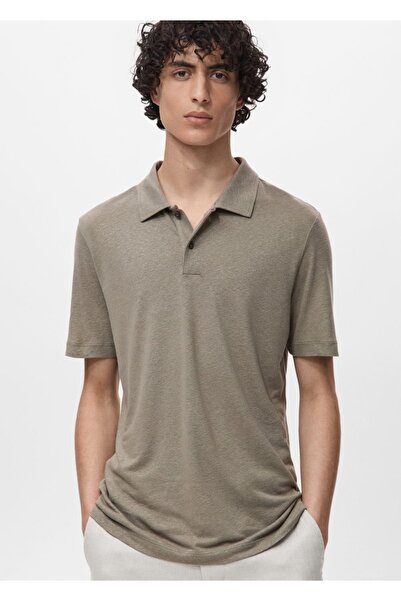 MANGO Man Dar kesim keten polo gömlek