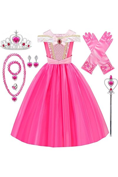 EvrikaUnity Rochita Printesa Aurora pentru copii, Set cu coronita si accesori...