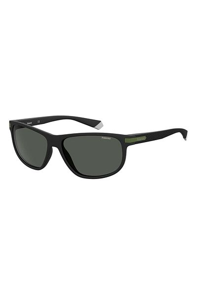 Polaroid , Polarized Rectangular Sunglasses, Black, Navy Green, 58-15-140 Standard