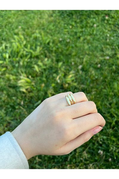 Glowy&Co. Wave Gold Color Tarnish Steel Ring