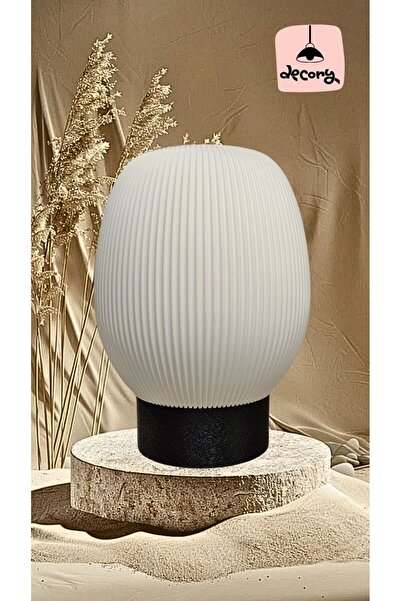 decory Valenty Modern Textured Black Base White Body Special Design Lampshade...