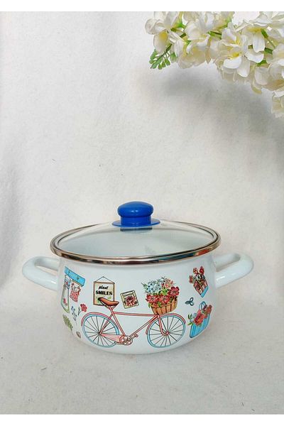 EBRULİEMAYE Cycling Enamel Pot 2,8 Liters 20 cm Milk Yogurt Soup Pot
